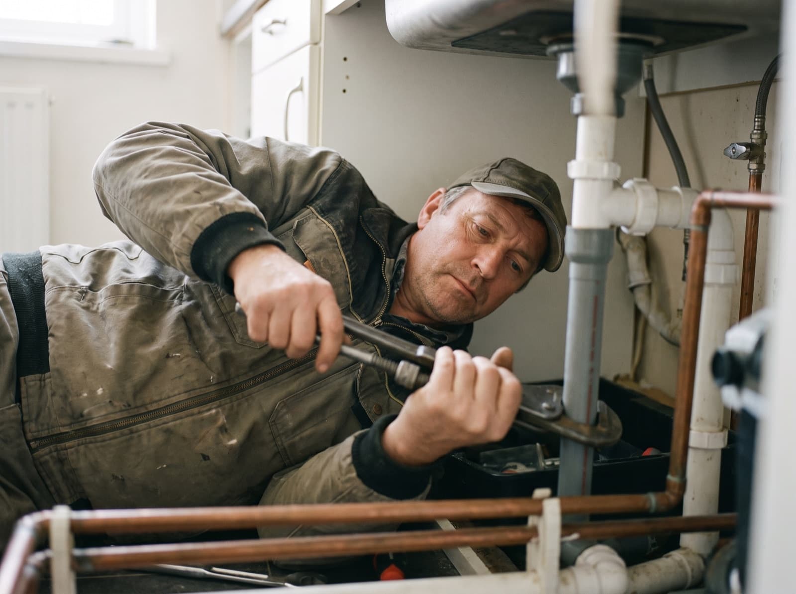 Plumbing professional at work